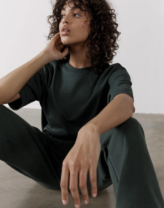 Men's long - sleeve henley t - shirts with button - down placketsThe Oversized Tee in Earth Green