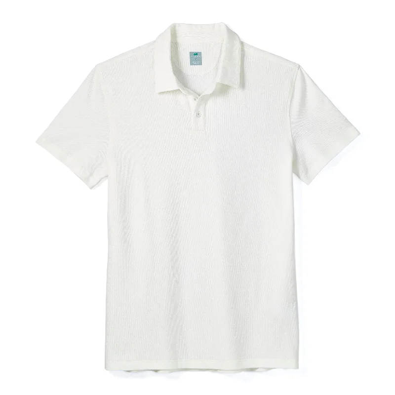 Men's slim fit short sleeve polo shirts with contrast collarsTour Polo in Off White