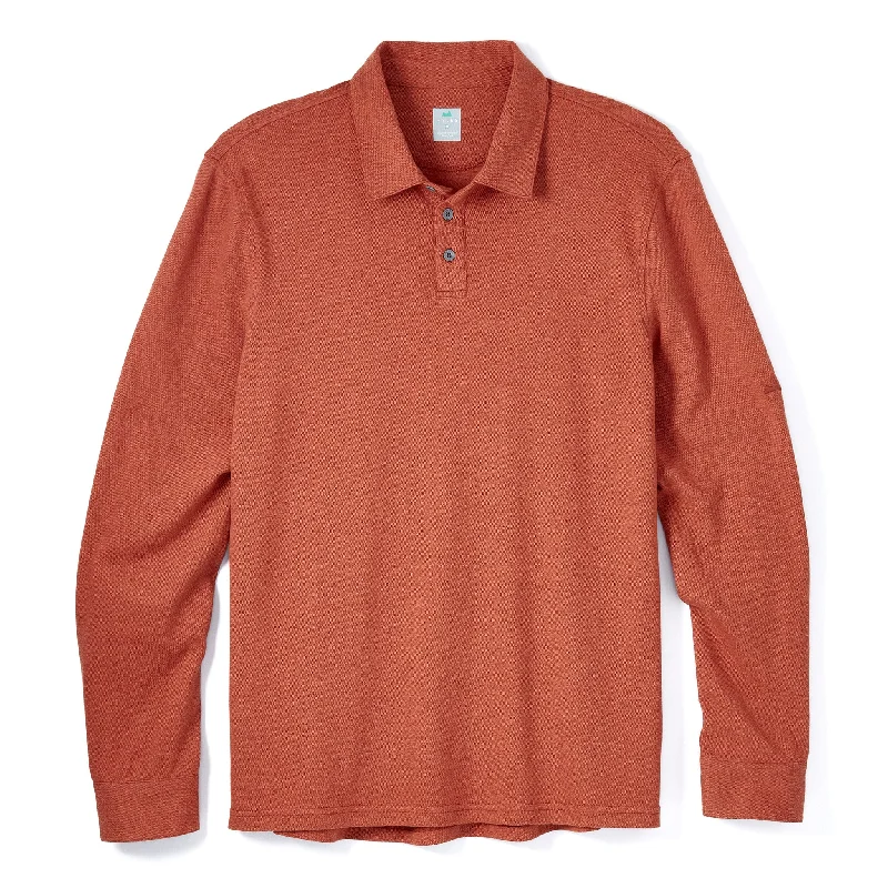 Men's plus size golf polo shirts in moisture wicking fabricTour Polo Long Sleeve in Heather Sequoia Men's plus size golf polo shirts in moisture wicking fabricTour Polo Long Sleeve in Heather Sequoia