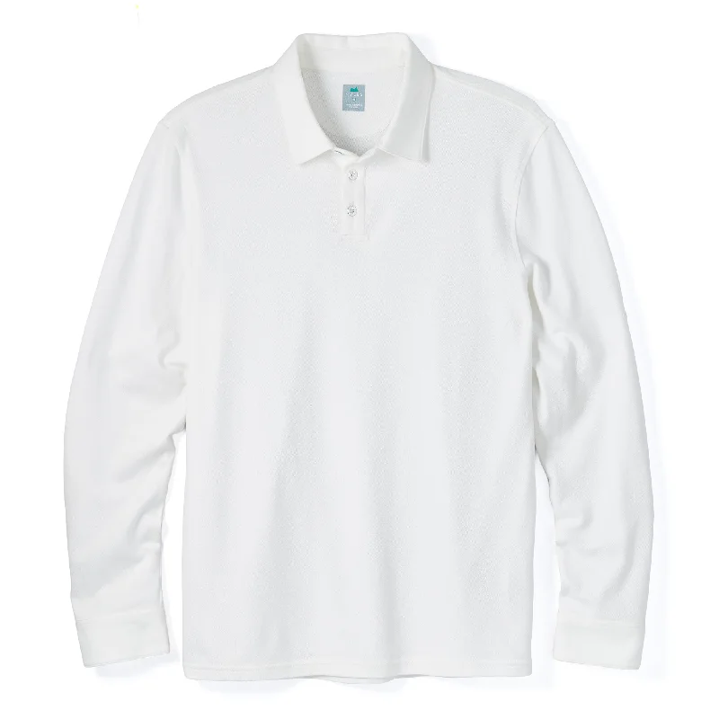 Men's plus size golf polo shirts in moisture wicking fabricTour Polo Long Sleeve in Off White Men's plus size golf polo shirts in moisture wicking fabricTour Polo Long Sleeve in Off White