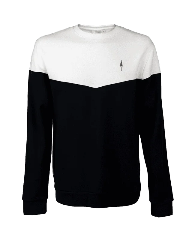 Men's Metallic - Trimmed Pullover in Silver for a Glamorous Party OutfitTreeSweater Bicolor Black-White Men's Metallic - Trimmed Pullover in Silver for a Glamorous Party OutfitTreeSweater Bicolor Black-White
