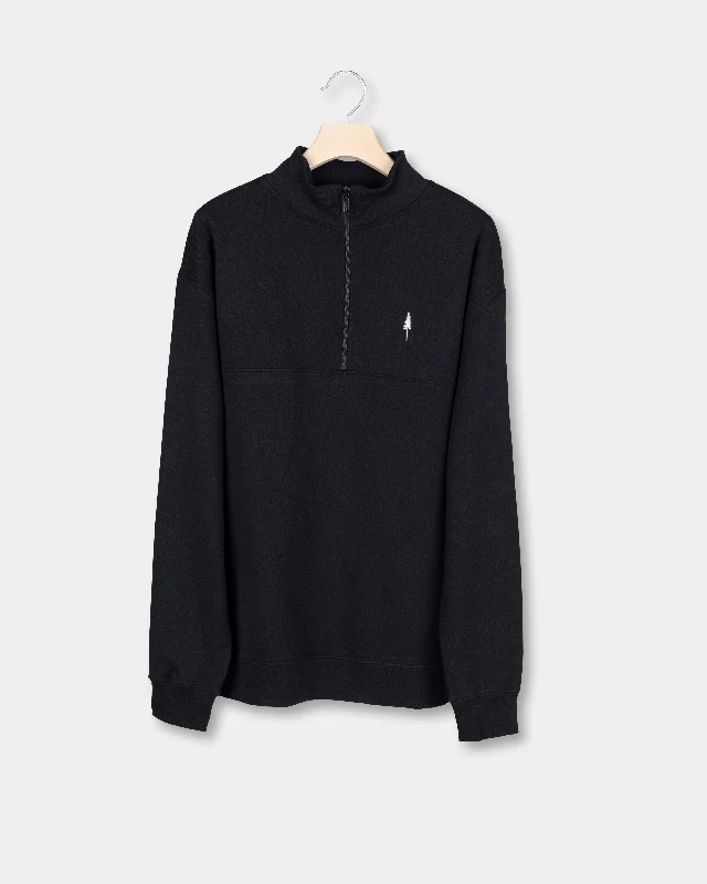 Men's Mock - Neck Pullover in Charcoal for a Modern and Sleek AppearanceTreeSweater Quarter Zip Black Men's Mock - Neck Pullover in Charcoal for a Modern and Sleek AppearanceTreeSweater Quarter Zip Black