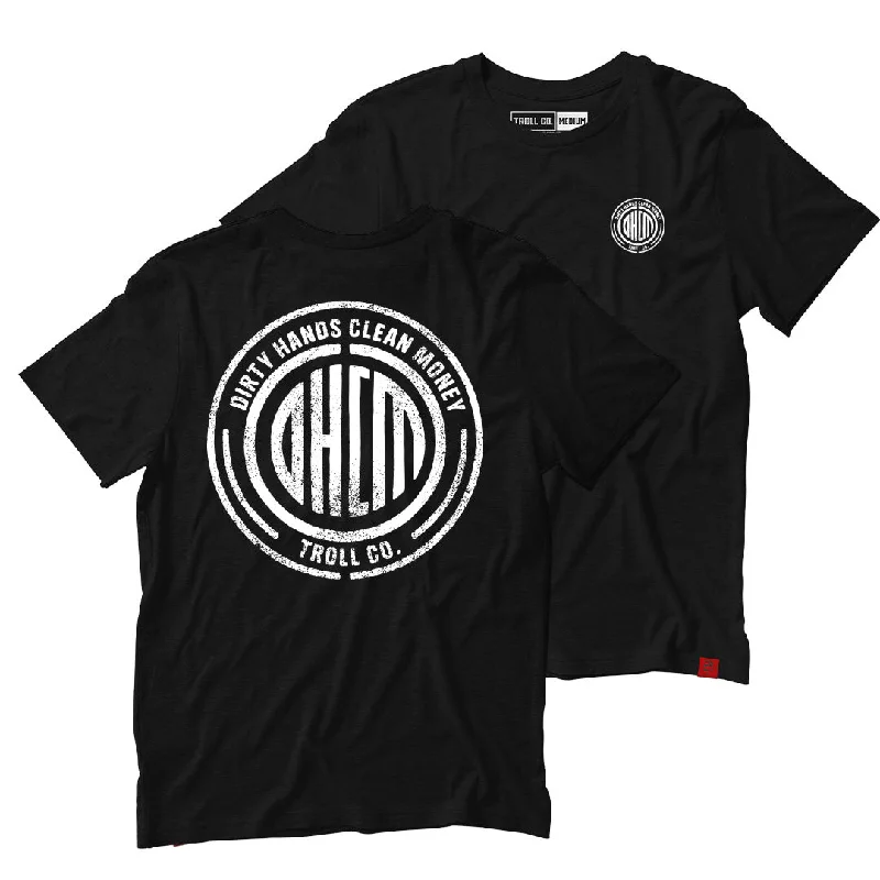 Men's button - front t - shirts with a unique artistic printTroll Co. Men's "Dirty Hands Clean Money" Seal Short Sleeve T-Shirt
