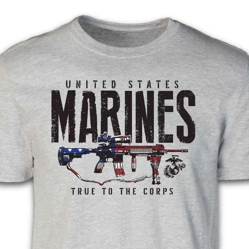 Men's button - front t - shirts with a unique artistic printM27 IAR True To The Corps T-shirt