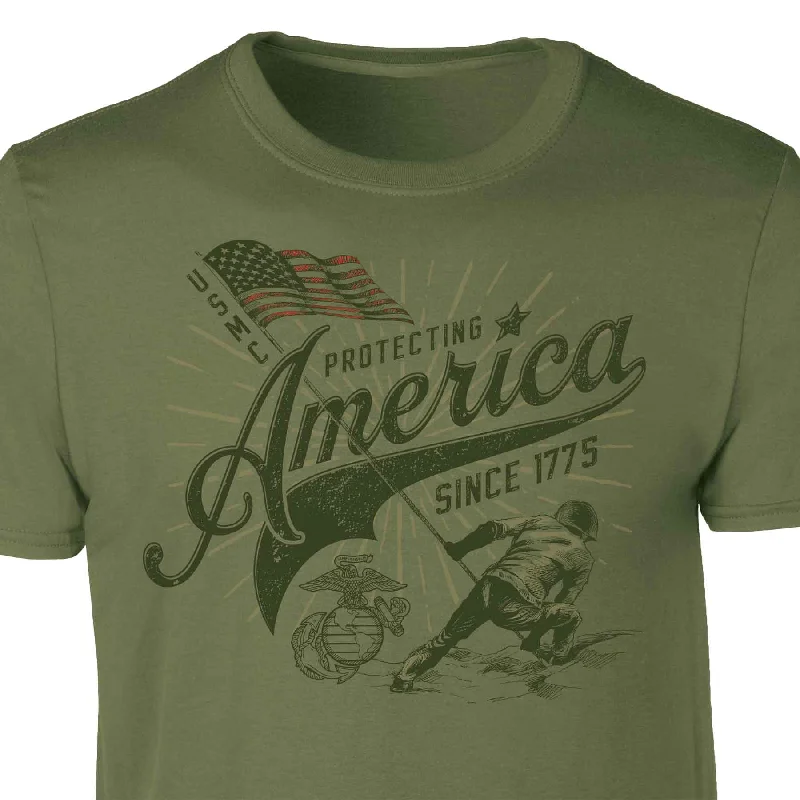 Men's slim - fit graphic t - shirts with vintage rock band printsUSMC Protecting America Since 1775 T-shirt