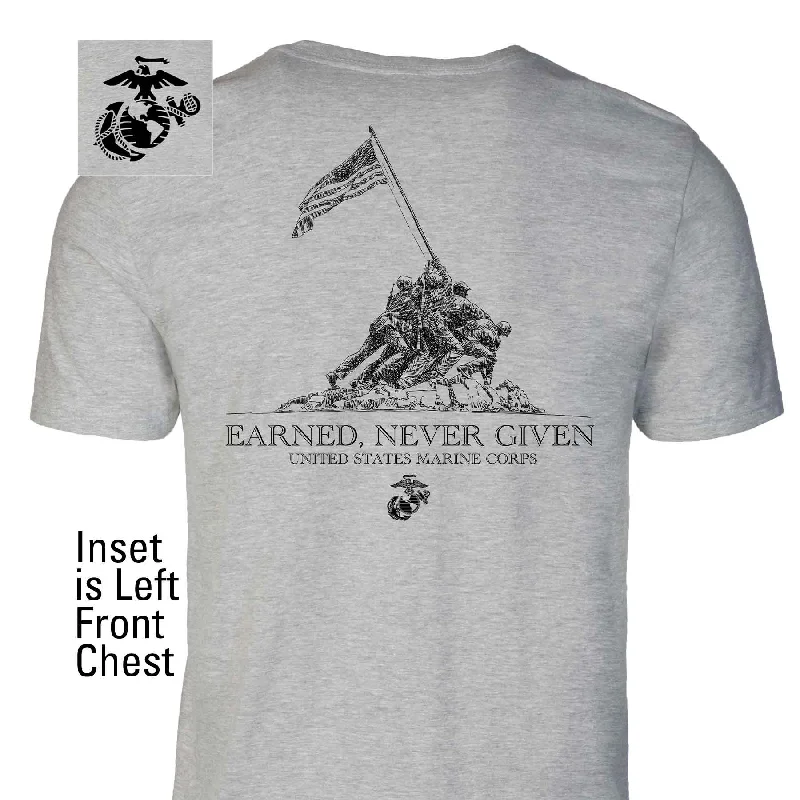 Men's eco - friendly recycled t - shirts for sustainable fashion choicesEarned Never Given Back With Left Chest T-shirt