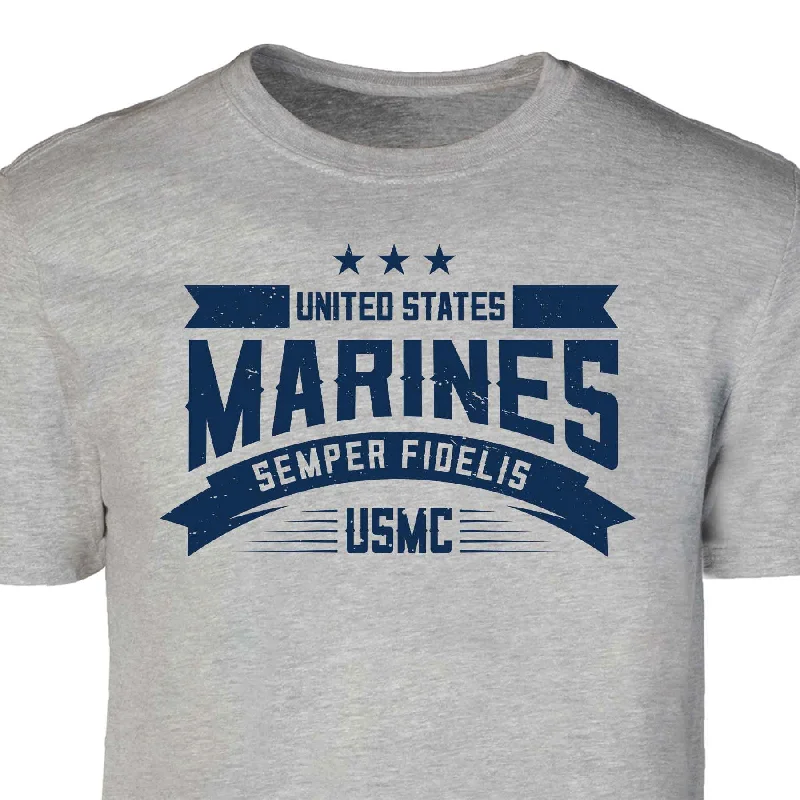 Men's printed Hawaiian t - shirts for tropical vacationsUSMC Semper Fidelis Stars T-shirt