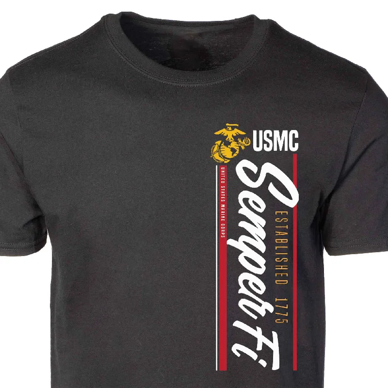 Men's lightweight performance t - shirts for running marathonsUSMC Semper Fi Vertical T-shirt