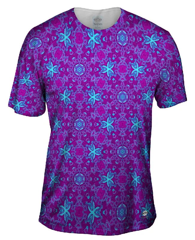 Men's mock - neck t - shirts with a modern and sleek styleTurq Ocean Pattern