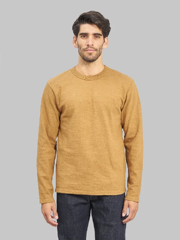 Men's UV - protected polo shirts for outdoor gardeningUES No.8 Slub Nep Long Sleeve T-Shirt Yellow Men's UV - protected polo shirts for outdoor gardeningUES No.8 Slub Nep Long Sleeve T-Shirt Yellow