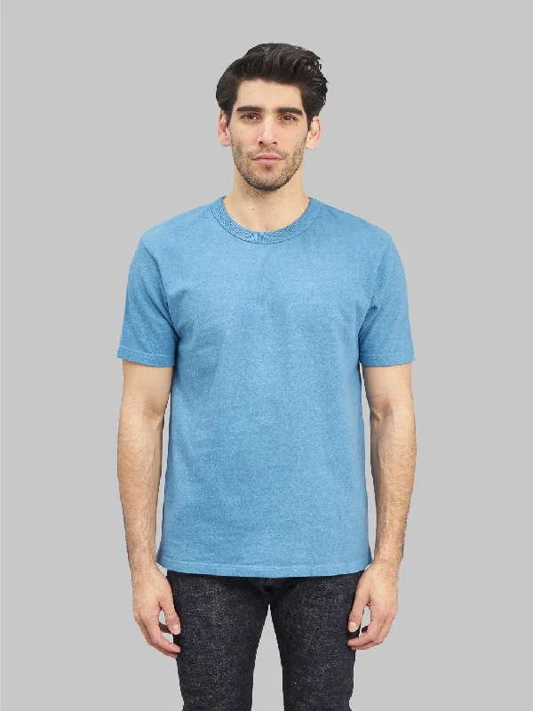 Men's breathable cotton blend polo shirts for summer outingsUES No.8 Slub Nep Short Sleeve T-Shirt Blue Men's breathable cotton blend polo shirts for summer outingsUES No.8 Slub Nep Short Sleeve T-Shirt Blue