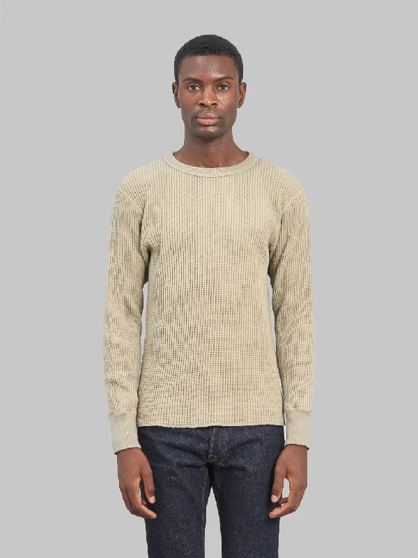 Men's luxury cashmere blend polo shirts in solid colorsUES Thermal Big Waffle T-Shirt Beige Men's luxury cashmere blend polo shirts in solid colorsUES Thermal Big Waffle T-Shirt Beige