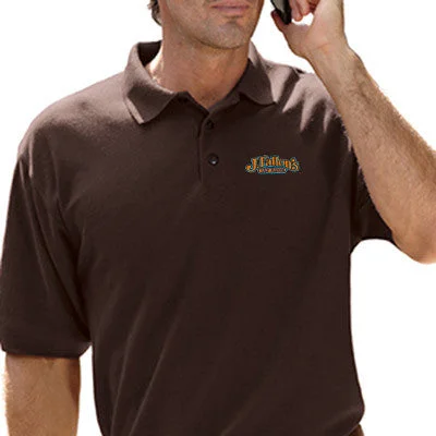 Men's two - tone stripe polo shirts with a preppy styleUltraClub Men's Whisper Pique Polo