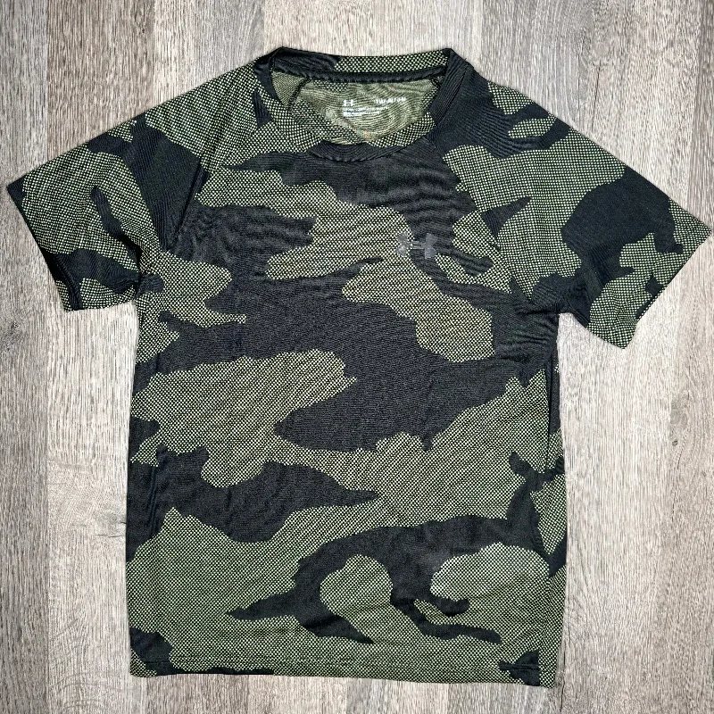 Men's UV - protection t - shirts for outdoor activities in the sunUnder Armour Velocity Jacquard Tee Khaki Black (Junior)