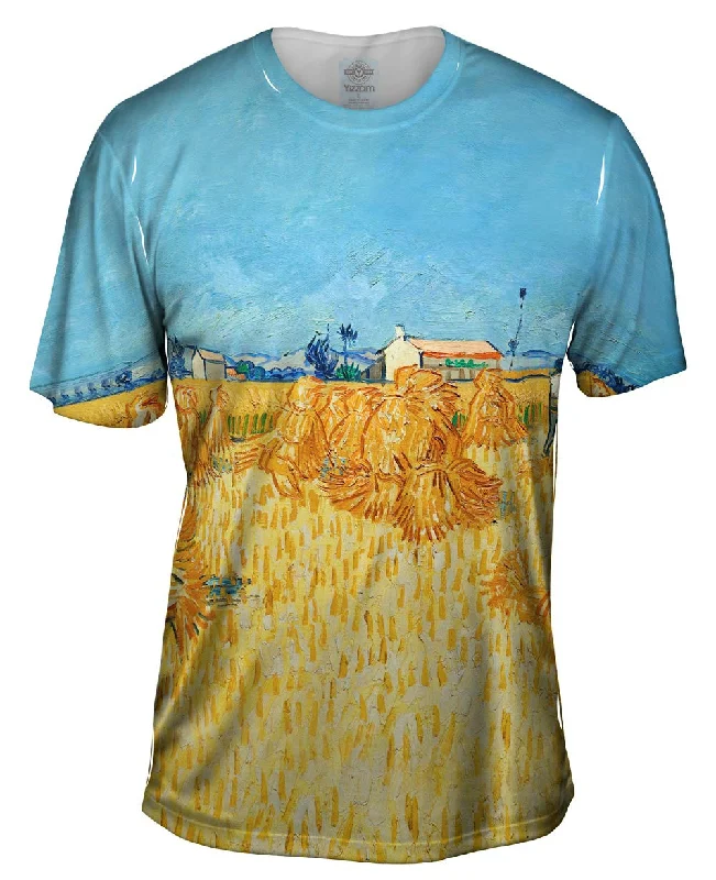 Men's tie - dye t - shirts with a bohemian styleVincent Van Gogh - "Harvest In Provence" (1888)