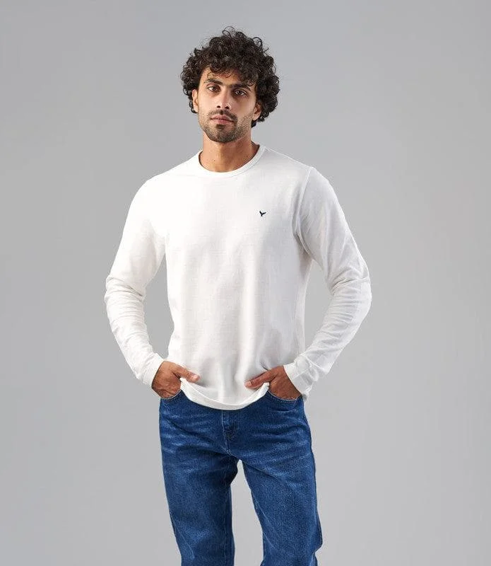 Men's eco - friendly recycled t - shirts for sustainable fashion choicesLONG SLEEVE SLIM T-SHIRT  - OFF WHITE