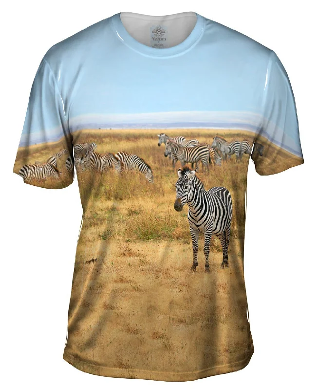 Men's moisture - wicking athletic t - shirts for intense workoutsZebra Herd Tanzania