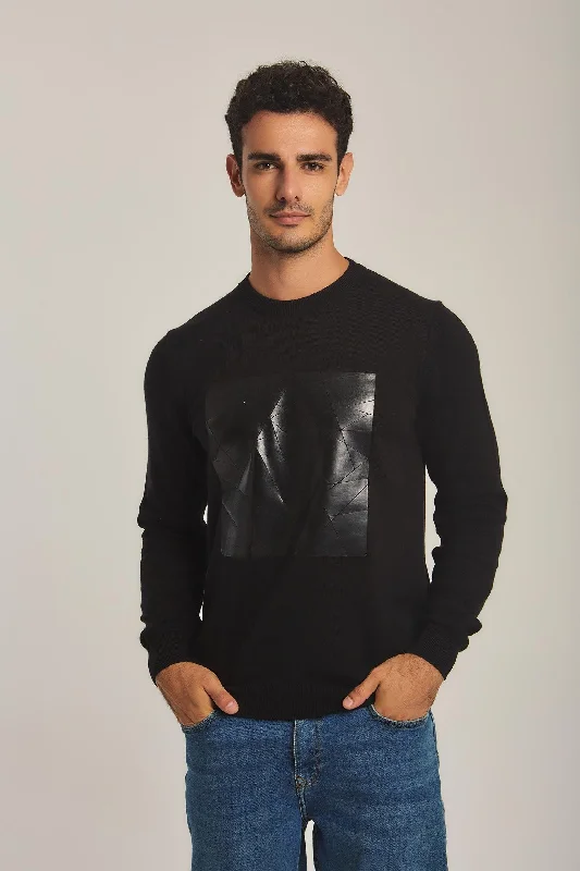 Plus Size Men's Long - Sleeve Thermal Pullover in Black for Extra Warmth in Cold WeatherPullover Plus Size Men's Long - Sleeve Thermal Pullover in Black for Extra Warmth in Cold WeatherPullover