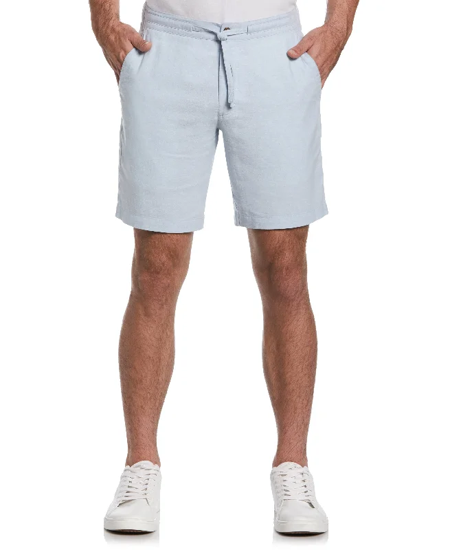 Men's Linen - Blend Shorts in White with a Button - Fly for a Crisp and Cool Summer VibeLinen Blend Cross Dye Short Men's Linen - Blend Shorts in White with a Button - Fly for a Crisp and Cool Summer VibeLinen Blend Cross Dye Short