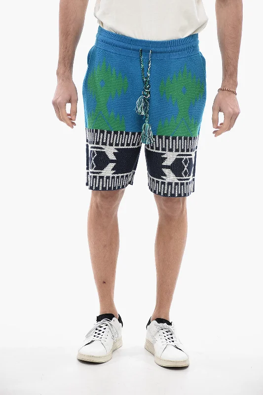Men's Chino Shorts in Khaki for a Smart and Casual Office - Appropriate StyleAlanui Piquet Cotton ICON Shorts with Geometric Motif Men's Chino Shorts in Khaki for a Smart and Casual Office - Appropriate StyleAlanui Piquet Cotton ICON Shorts with Geometric Motif