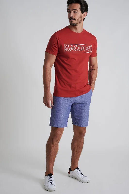 Men's Travel Shorts with Hidden Pockets in Khaki for Secure and Convenient TravelBermuda slim-fit in Cotton Chambray Men's Travel Shorts with Hidden Pockets in Khaki for Secure and Convenient TravelBermuda slim-fit in Cotton Chambray