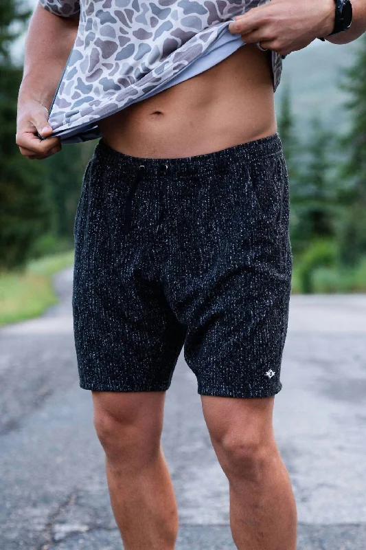 Men's Denim Shorts with Ripped Knees in Light Wash for an Edgy and Casual StyleBlaze Tech Shorts In Black Men's Denim Shorts with Ripped Knees in Light Wash for an Edgy and Casual StyleBlaze Tech Shorts In Black