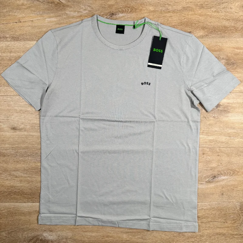 Men's lightweight performance t - shirts for running marathonsBOSS Curved Logo T-Shirt in Open Grey Men's lightweight performance t - shirts for running marathonsBOSS Curved Logo T-Shirt in Open Grey