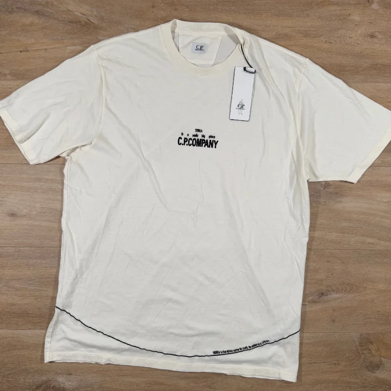 Men's eco - friendly recycled t - shirts for sustainable fashion choicesC.P. Company 24/1 Jersey T-Shirt in White Men's eco - friendly recycled t - shirts for sustainable fashion choicesC.P. Company 24/1 Jersey T-Shirt in White
