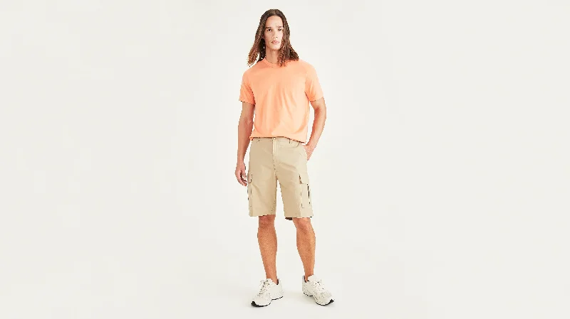 Men's Shorts with a Side - Stripe Design in Gray for a Sporty and Stylish AppealCargo 9" Shorts, Straight Fit Men's Shorts with a Side - Stripe Design in Gray for a Sporty and Stylish AppealCargo 9" Shorts, Straight Fit