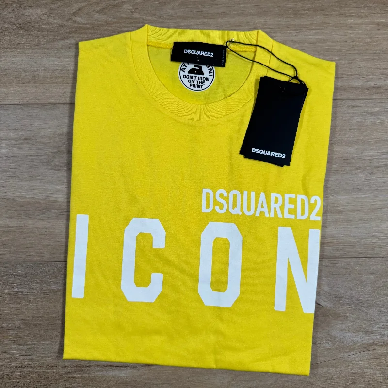 Men's moisture - wicking athletic t - shirts for intense workoutsDsquared2 Icon Logo T-Shirt in Yellow Men's moisture - wicking athletic t - shirts for intense workoutsDsquared2 Icon Logo T-Shirt in Yellow