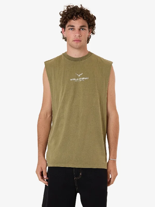 men's tank tops with racerbackEmblem Merch Fit Muscle Tee - Olive