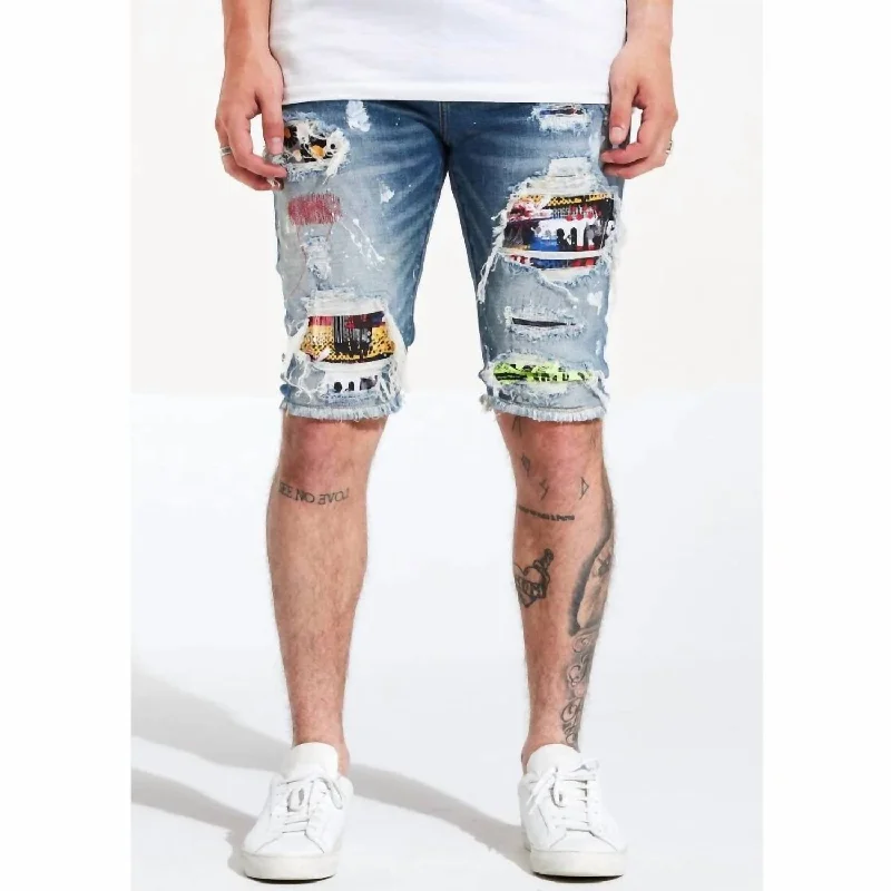Men's Chino Shorts in Khaki for a Smart and Casual Office - Appropriate StyleHemma Short In Blue Patch