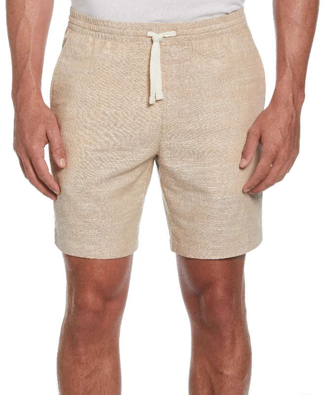 Men's Workout Shorts with a Zip Pocket in Green for Secure Storage during ExerciseLinen Blend 8" Cross Dyed Slub Short Men's Workout Shorts with a Zip Pocket in Green for Secure Storage during ExerciseLinen Blend 8" Cross Dyed Slub Short