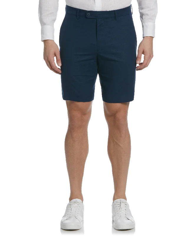 Men's Shorts with a Drawstring Waist in Brown for an Adjustable and Comfortable FitLinen-Blend Flat Front Short Men's Shorts with a Drawstring Waist in Brown for an Adjustable and Comfortable FitLinen-Blend Flat Front Short