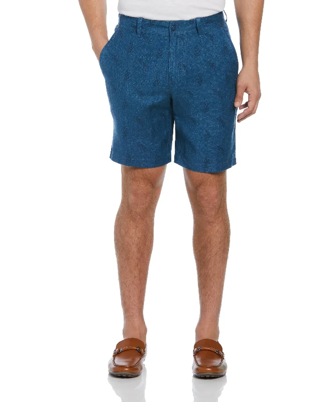 Plus Size Men's Relaxed Fit Linen Shorts in Beige for a Comfortable Summer LookLinen Blend Tropical Leaf Print Short Plus Size Men's Relaxed Fit Linen Shorts in Beige for a Comfortable Summer LookLinen Blend Tropical Leaf Print Short