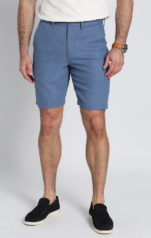 Men's Board Shorts with a Tropical Print in Blue for Beach GetawaysLinen Viscose Bleecker Short