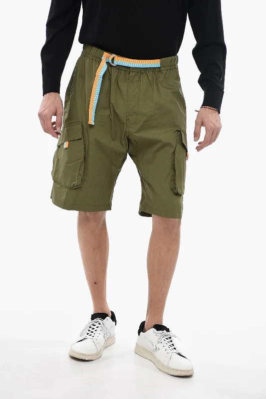 Men's Workout Shorts with a Zip Pocket in Green for Secure Storage during ExerciseMarcelo Burlon Cargo Shorts with Multicolored Belt Men's Workout Shorts with a Zip Pocket in Green for Secure Storage during ExerciseMarcelo Burlon Cargo Shorts with Multicolored Belt