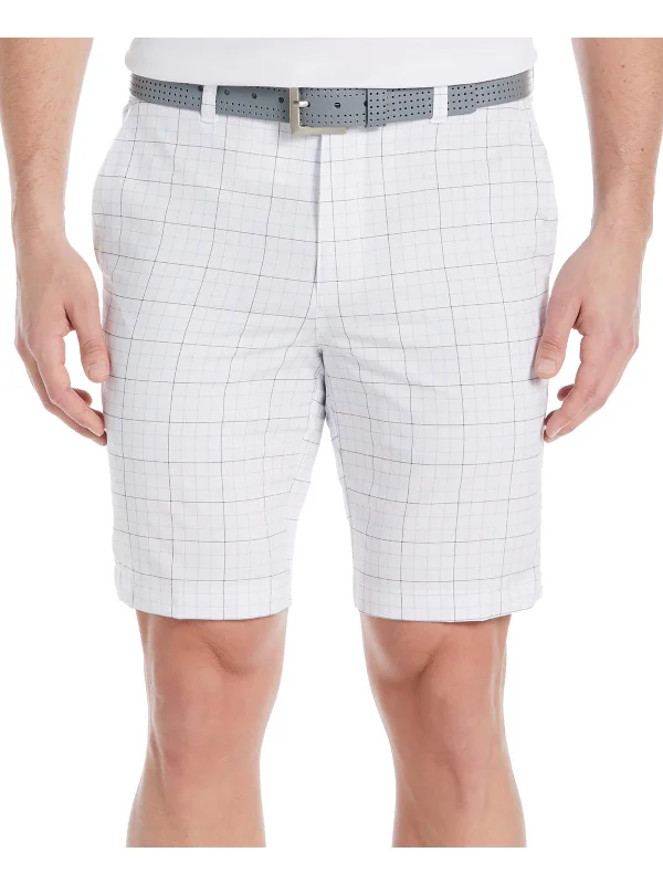 Plus Size Men's Bermuda Shorts in Navy with Belt Loops for a Classic and Tailored AppearanceMens Plaid Polyester Flat Front Plus Size Men's Bermuda Shorts in Navy with Belt Loops for a Classic and Tailored AppearanceMens Plaid Polyester Flat Front
