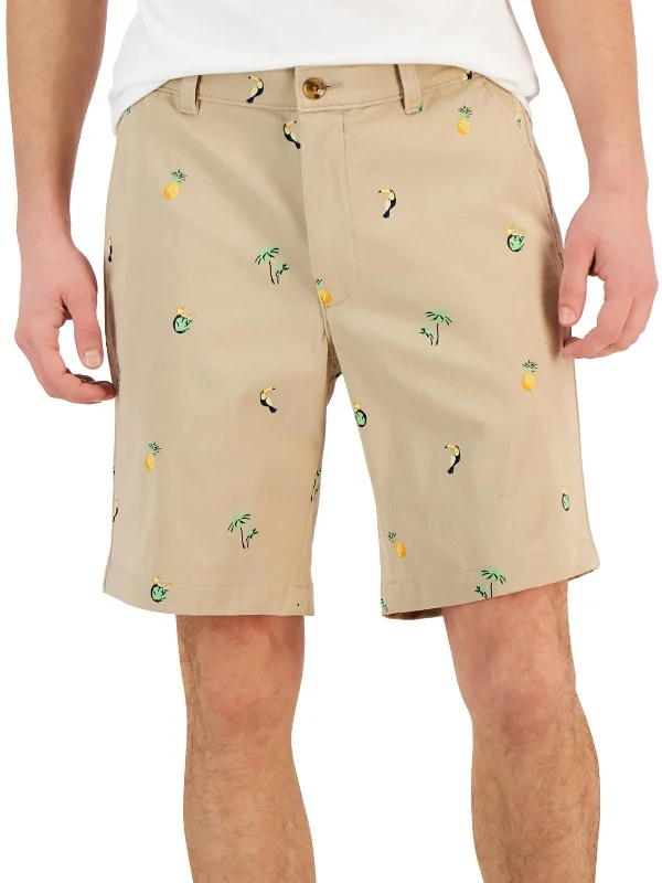 Men's Swim Shorts with a Quick - Dry Fabric in Red for Poolside FunMens Printed Cotton Flat Front