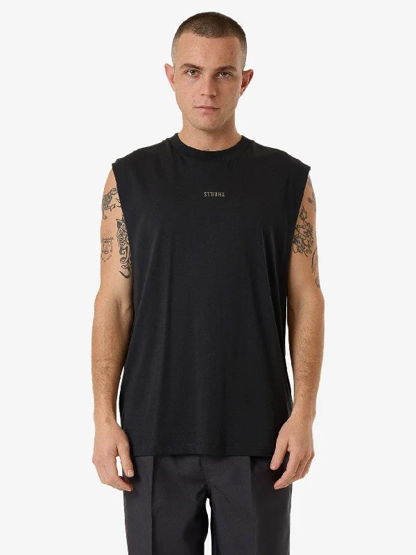 men's tank tops for hikingMinimal Thrills Merch Fit Muscle Tee - Faded Black
