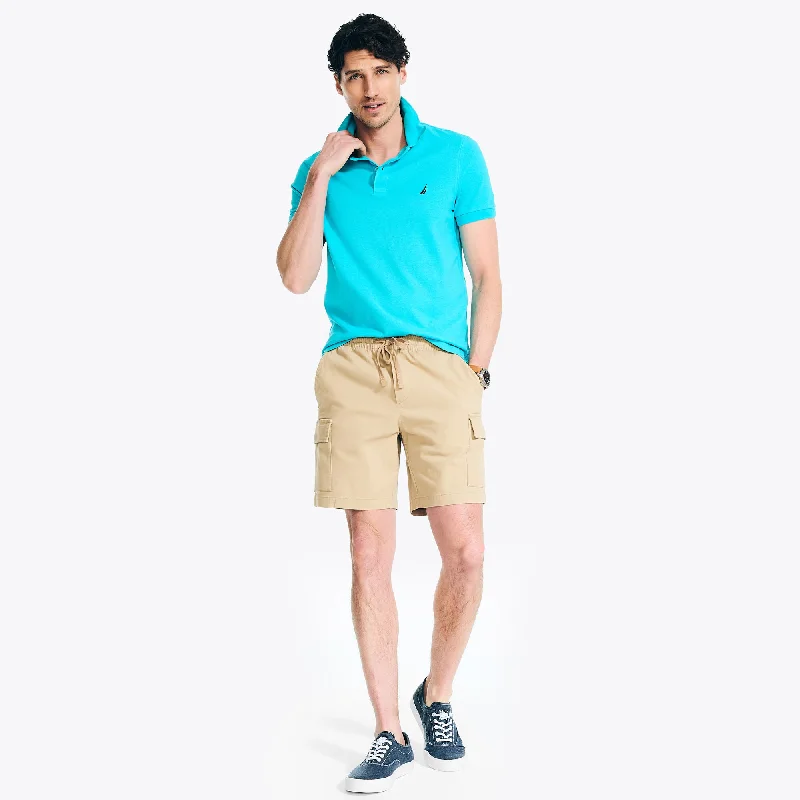 Men's Board Shorts with a Tropical Print in Blue for Beach GetawaysNautica Mens 8" Pull-On Boardwalk Cargo Short Men's Board Shorts with a Tropical Print in Blue for Beach GetawaysNautica Mens 8" Pull-On Boardwalk Cargo Short
