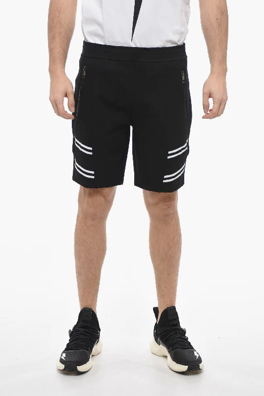 Men's Running Shorts with a Built - in Liner in Gray for a Secure and Moisture - Wicking FitNeil Barrett Low-Waist Loose Fit VARSITY Shorts with Elastic Inserts Men's Running Shorts with a Built - in Liner in Gray for a Secure and Moisture - Wicking FitNeil Barrett Low-Waist Loose Fit VARSITY Shorts with Elastic Inserts