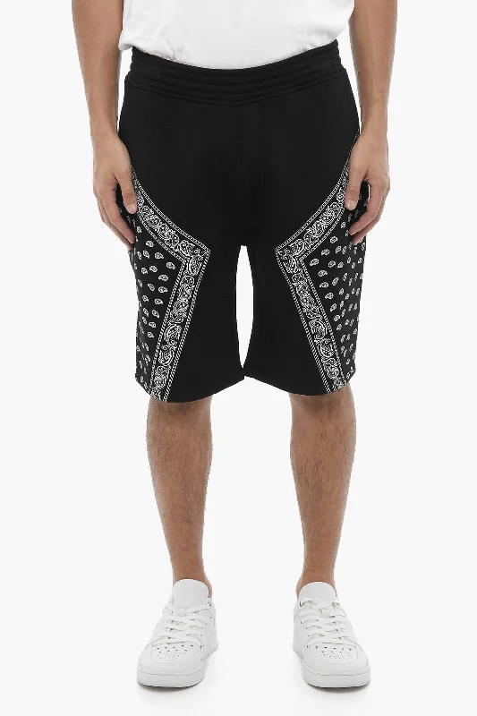 Plus Size Men's Cargo Shorts with Reflective Trim in Black for Nighttime Outdoor ActivitiesNeil Barrett Neoprene MODERNIST Bermuda Shorts with Bandana Motif Details Plus Size Men's Cargo Shorts with Reflective Trim in Black for Nighttime Outdoor ActivitiesNeil Barrett Neoprene MODERNIST Bermuda Shorts with Bandana Motif Details