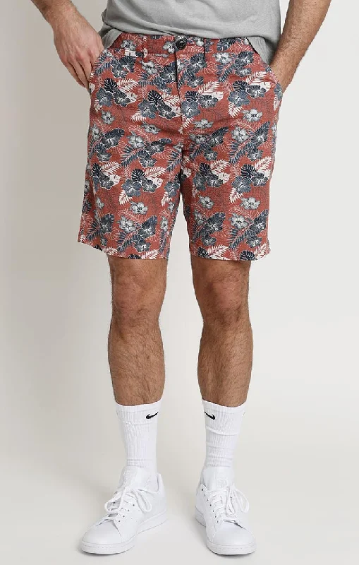 Plus Size Men's Elastic - Waist Denim Shorts in Dark Wash for a Comfortable and Stylish OptionPrint Seersucker Short