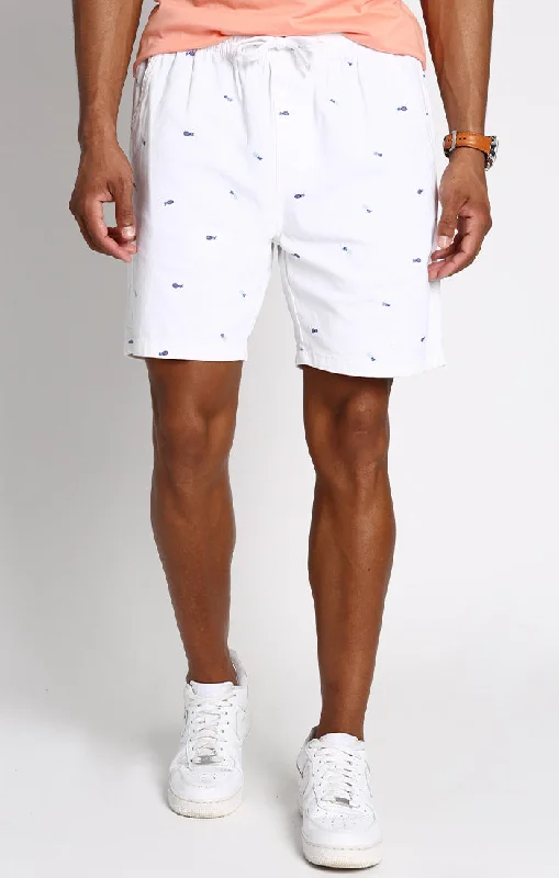 Men's Swim Shorts with a Quick - Dry Fabric in Red for Poolside FunPrint Stretch Twill Pull On Dock Short