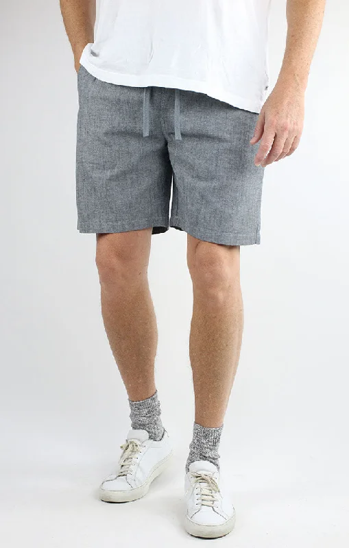 Men's Cycling Shorts with Padded Inserts in Black for Comfortable Bike RidesStretch Chambray Pull On Dock Short Men's Cycling Shorts with Padded Inserts in Black for Comfortable Bike RidesStretch Chambray Pull On Dock Short