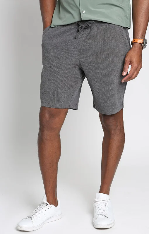 Men's Running Shorts with a Built - in Liner in Gray for a Secure and Moisture - Wicking FitUltra Soft Ribbed Pull On Short Men's Running Shorts with a Built - in Liner in Gray for a Secure and Moisture - Wicking FitUltra Soft Ribbed Pull On Short