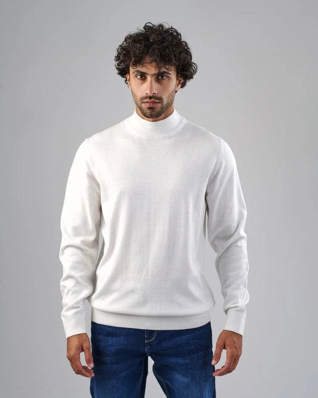 Men's Embroidered Pullover in Red with Floral Details for a Spring - Inspired StyleBASIC HIGH NECK SWEATER - OFF WHITE Men's Embroidered Pullover in Red with Floral Details for a Spring - Inspired StyleBASIC HIGH NECK SWEATER - OFF WHITE