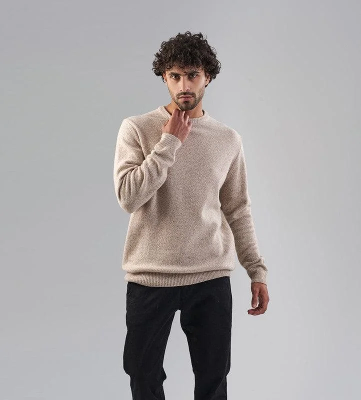Men's Fleece - Lined Pullover in Brown for Outdoor Activities in WinterWool-Blend Sweater - LIGHT BEIGE Men's Fleece - Lined Pullover in Brown for Outdoor Activities in WinterWool-Blend Sweater - LIGHT BEIGE